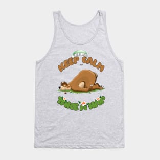 Keep Calm and Take a Nap, Sleeping Bear and tiny cute Ladybug Tank Top